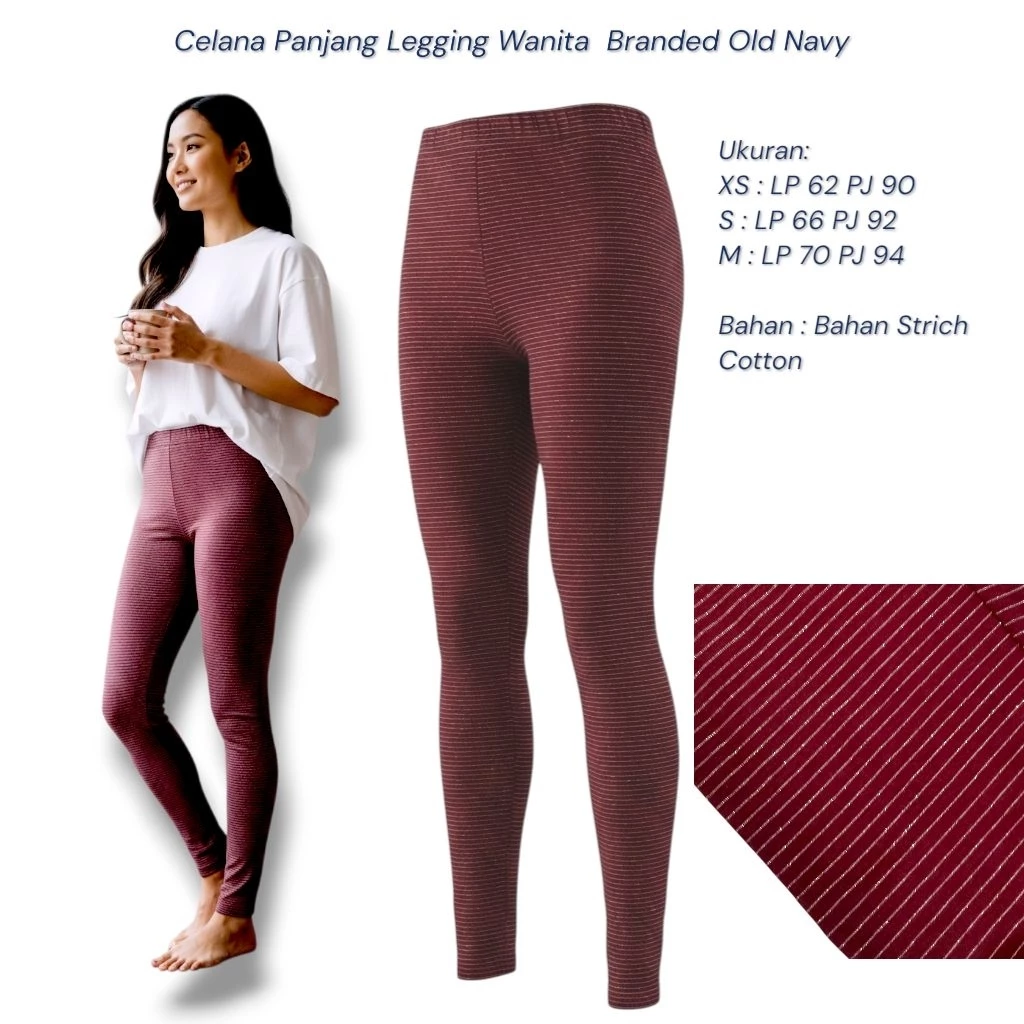 Celana Legging Wanita Panjang Motif Garis Old Navy - Jevelis Fashion