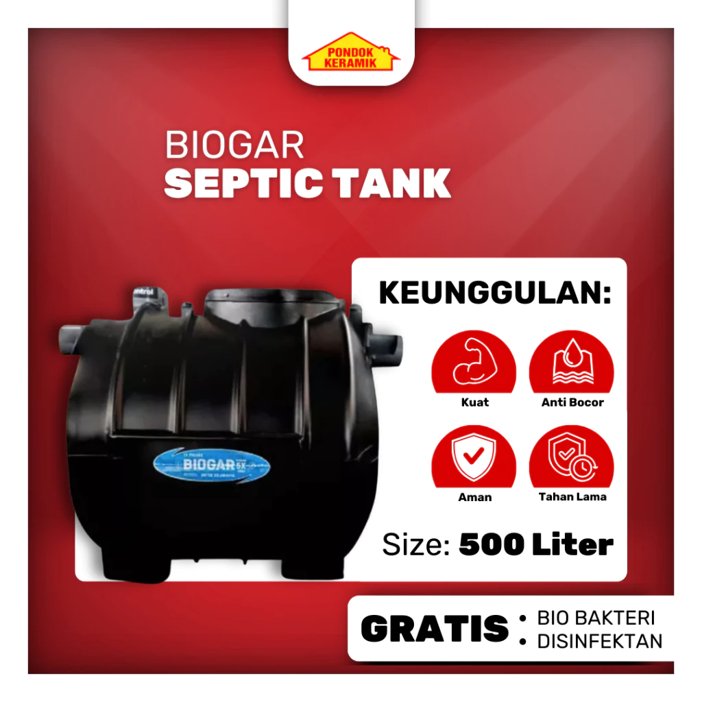 BIOGAR Septic Tank 500 liter Sepiteng Sepi Tank Tangki Septic Bio Septic Tank Bio Filter 5X Filtrasi Ramah Lingkungan
