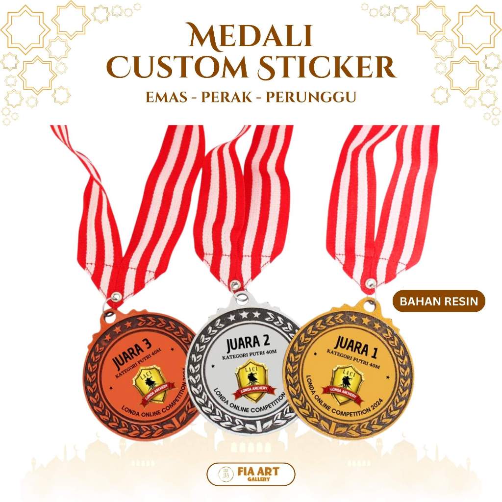 Jual MEDALI PLUS CUSTOM STICKER EMAS PERAK PERUNGGU | Shopee Indonesia