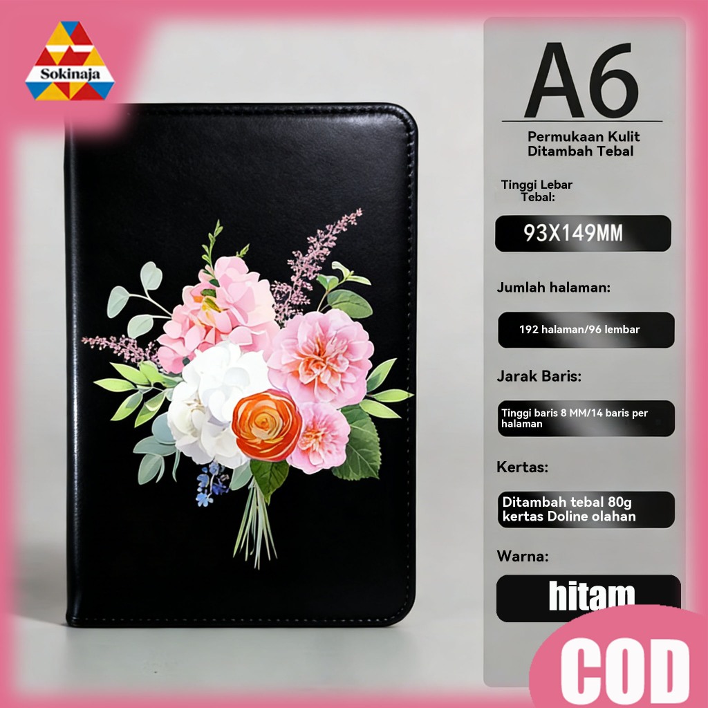 Jual Buku Catatan Bunga Hitam - Ukuran A6-A5 - Buku Saku - Buku Catatan ...