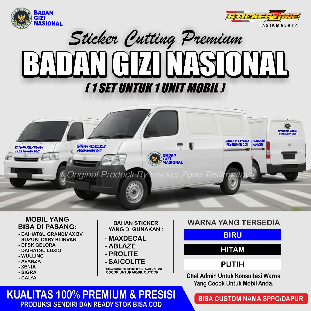 Jual STICKER MOBIL GIZI NASIONAL ANTI PUDAR UNIVERSAL GRANDMAX MBG ...