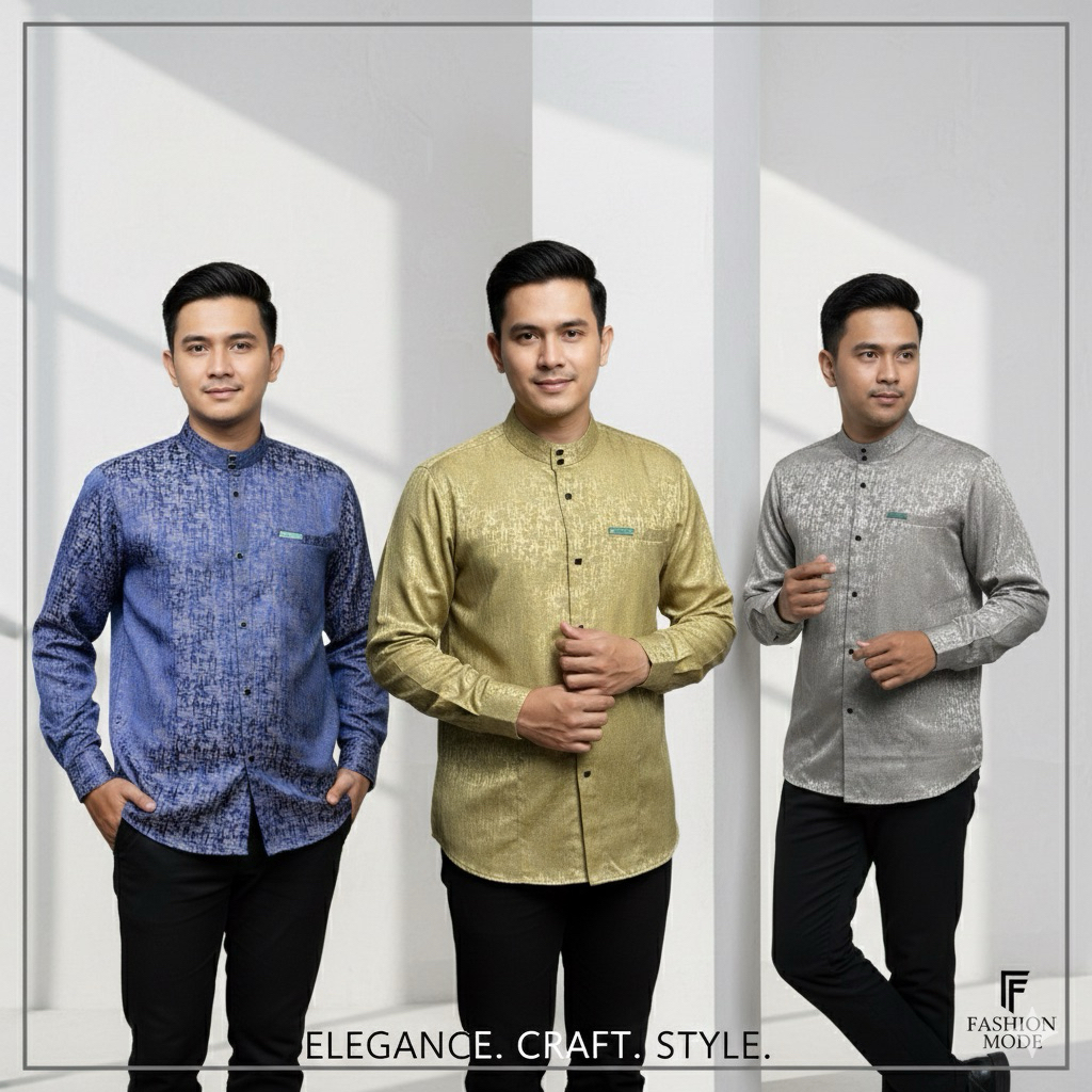 Bin Majid Kemko Kemeja koko Sultan Jacquard Motif Abstrak