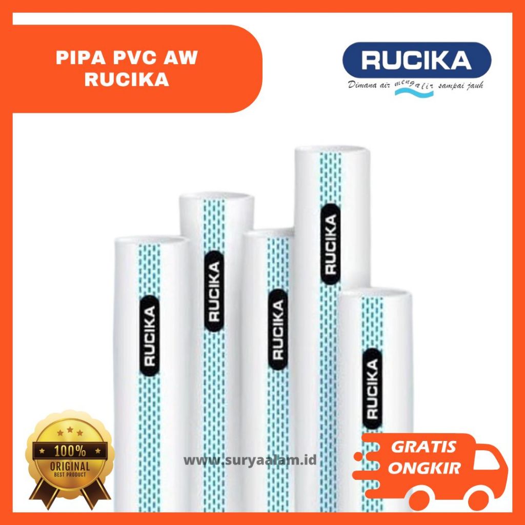 Jual PIPA PVC AW 1 INCH RUCIKA STANDART 4 METER | PIPA AIR BERSIH ...