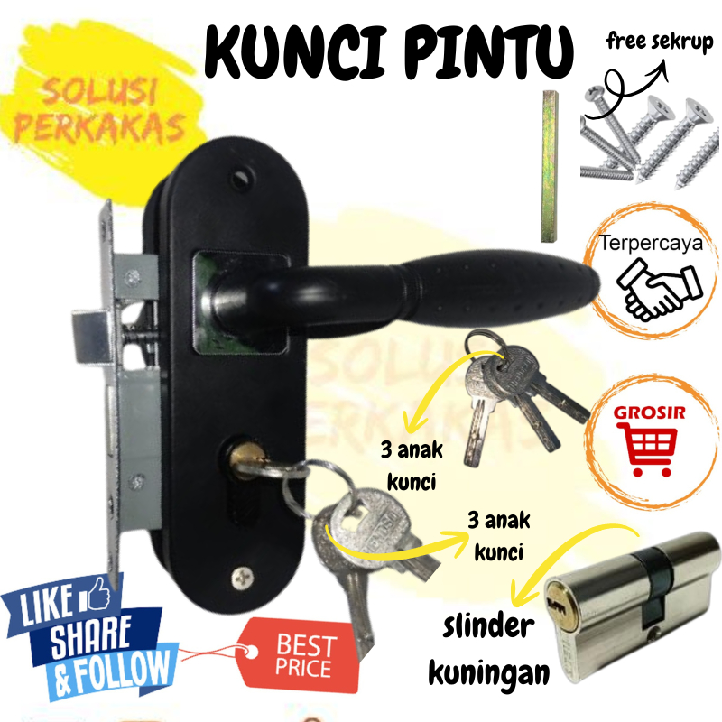 Kunci PINTU SATU Set KOMPLIT Door Handle TINGGAL PASANG Kunci Pintu Rumah  15cm , 20cm , 25cm
