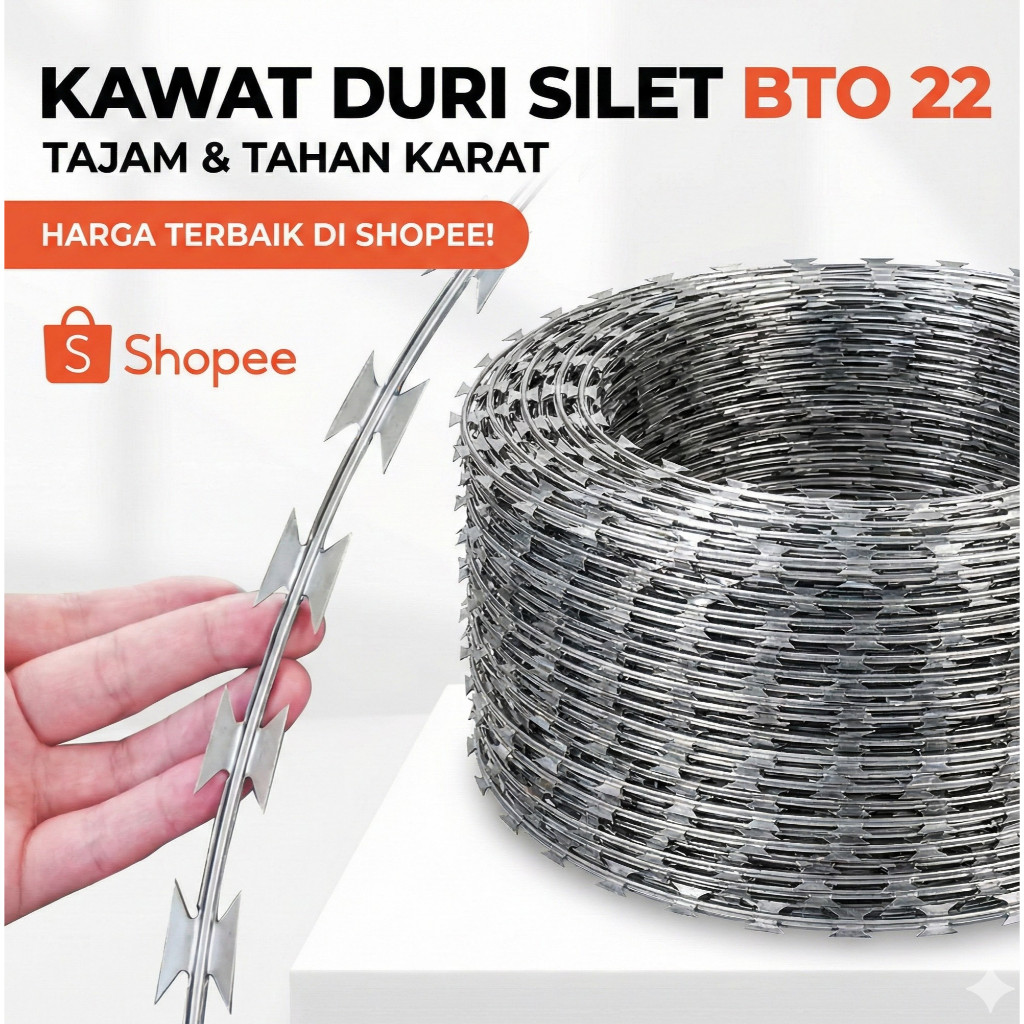 Jual Kawat Duri Silet / Razor Wire BTO 22 | Shopee Indonesia