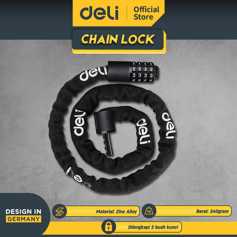 Jual Deli Chain Lock / Gembok Rantai Sepeda Motor Anti Maling DL508031 ...