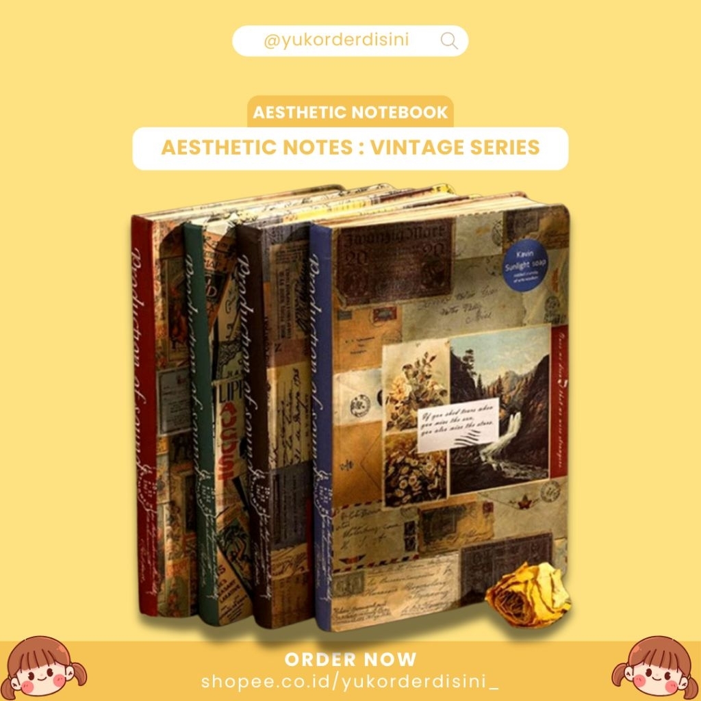 Jual Notebook Aesthetic Vintage A5 | Buku Journal & Diary Vintage Korea ...