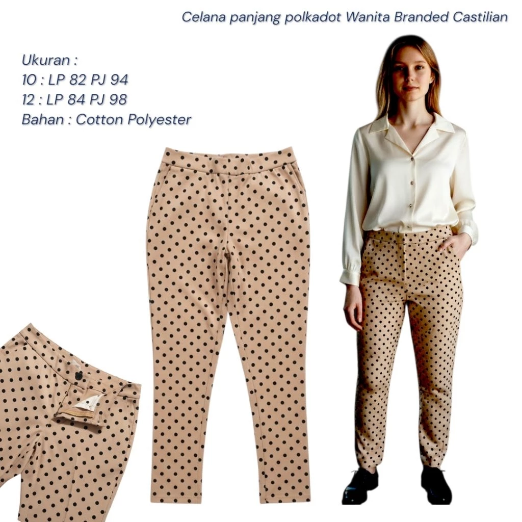 Celana Panjang Wanita Polkadot - Jevelis Fashion
