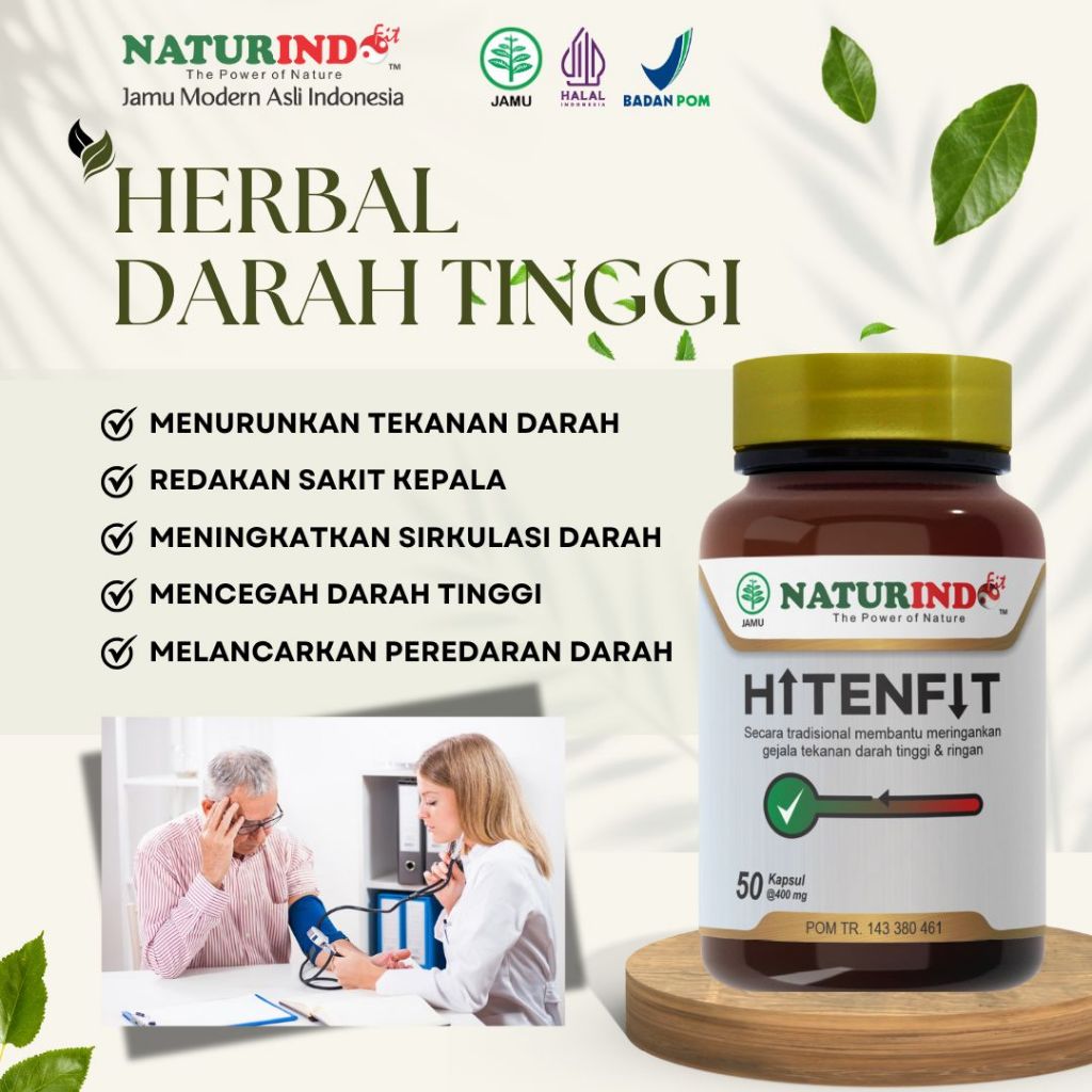 HITENFIT Herbal Darah Tinggi atau Hipertensi Turunkan Darah Tinggi Redakan Sakit Kepala Naturindo