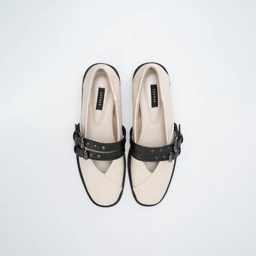 CEKHAS Leony Cream Flat Shoes Wanita