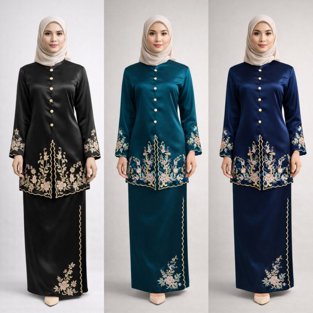 Jual SET ROK KURUNG MELAYU BORDIR YAKOHAMA SILK PREMIUM | SPESIAL SET ...