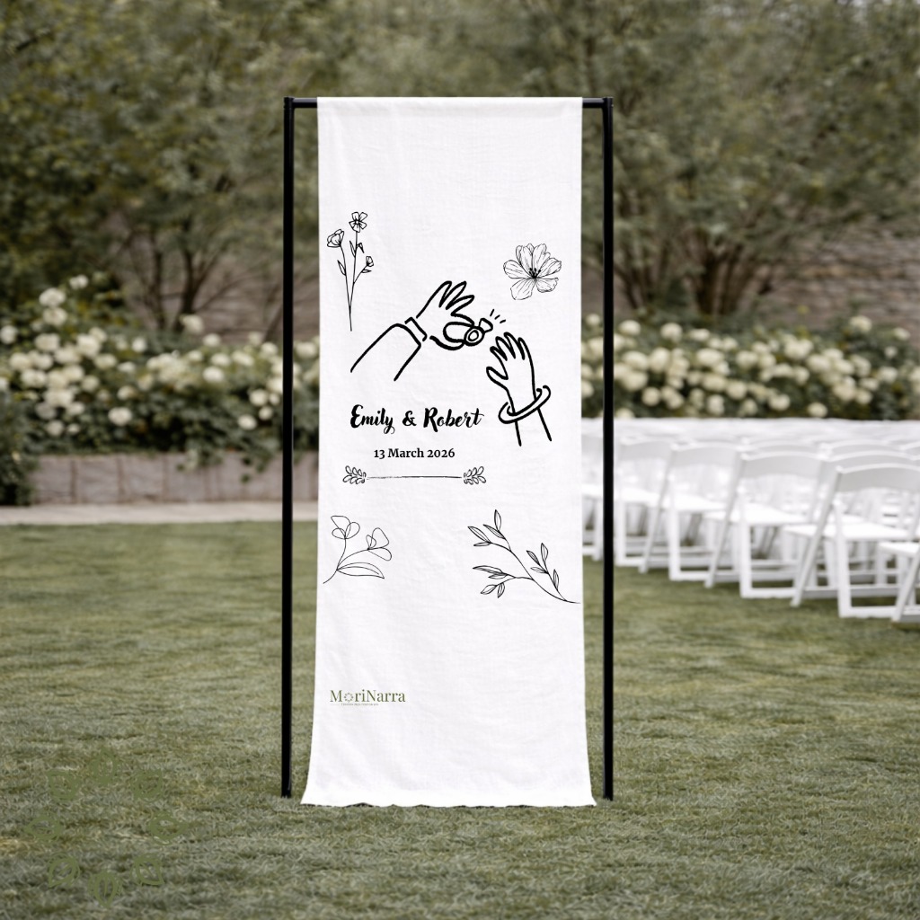 Jual Wedding Welcome Sign Linen Custom, Banner Klasik Kain Rentang ...