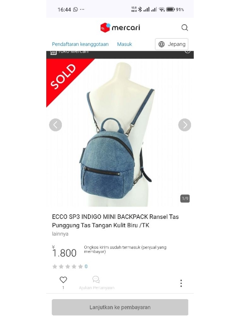 ecco sp3 mini backpack ECCO SP3 INDIGO MINI BACKPACK Ransel Tas Punggung warna Indigo blue