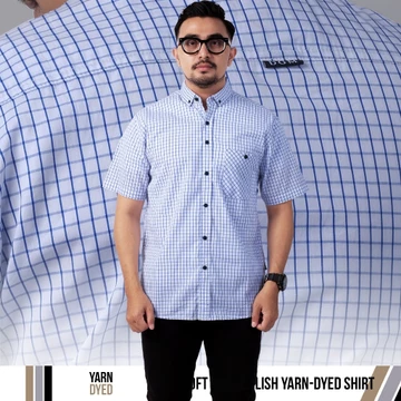 DGM Fashion Kemeja Pendek Kemeja Pria Yarndyed Pendek Kotak Yarn Dyed 048 B