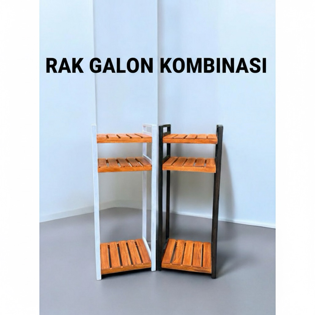 Jual RAK GALON 3 TINGKAT / RAK GALON KOMBINASI / RAK SUSUN / RAK KAYU ...