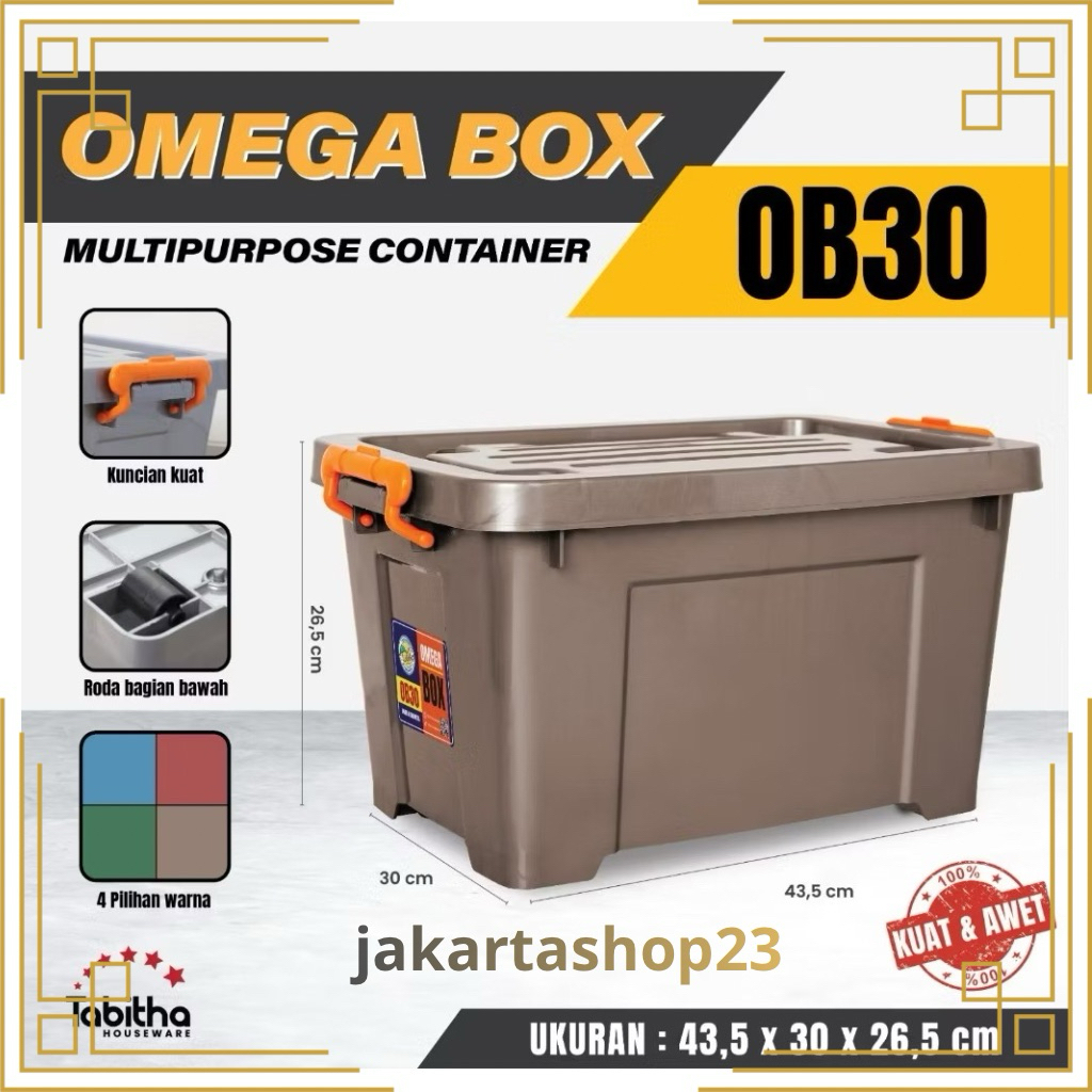 Jual Container Box Plastik Warna Murah 30 Liter Omega Box Penyimpanan ...