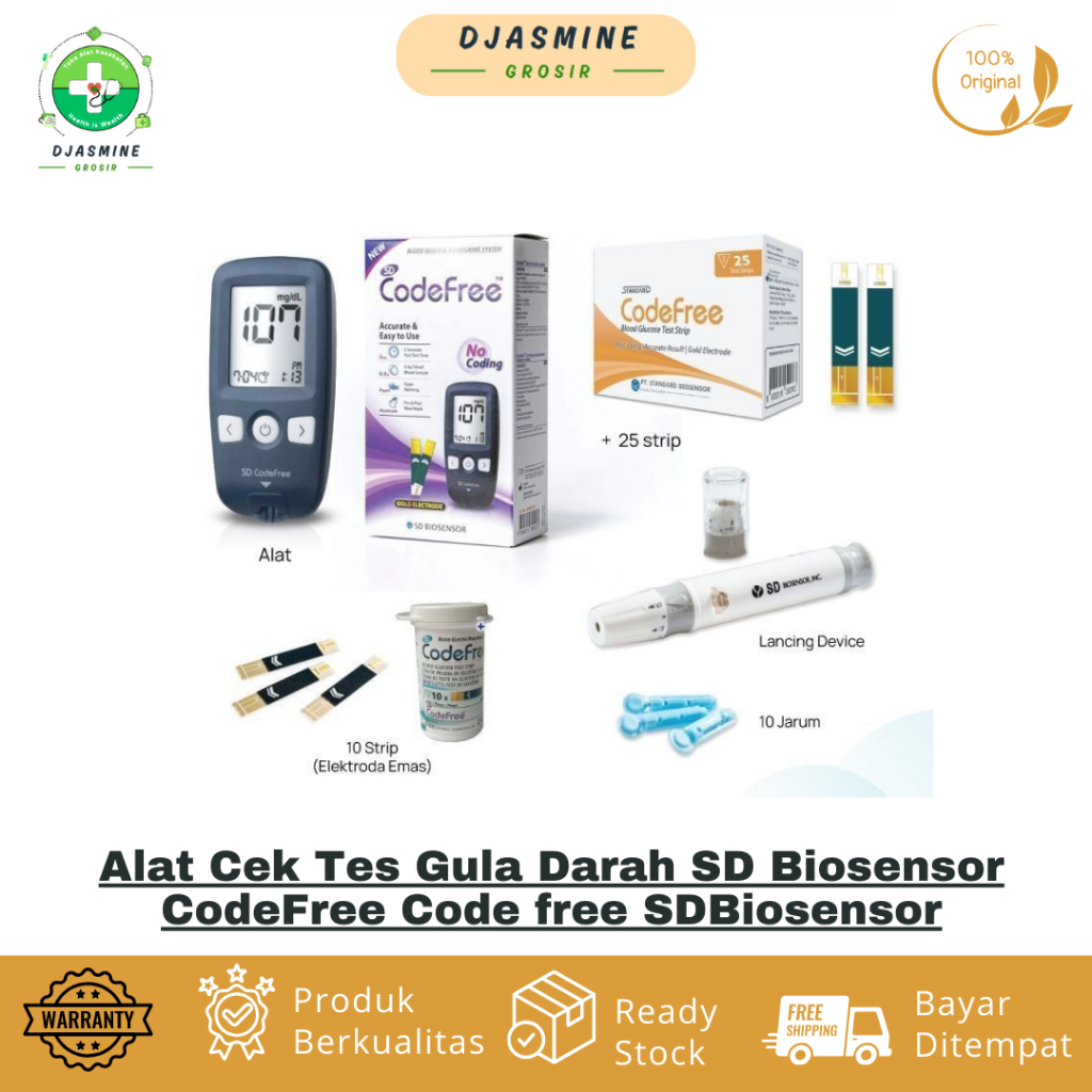 Jual Alat Cek Tes Gula Darah SD Biosensor CodeFree Code free ...