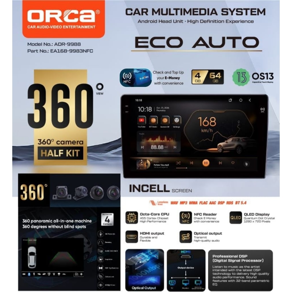 Jual Head Unit Android 9 inch ORCA ADR-9988 ECO AUTO SERIES Ram 4GB ...