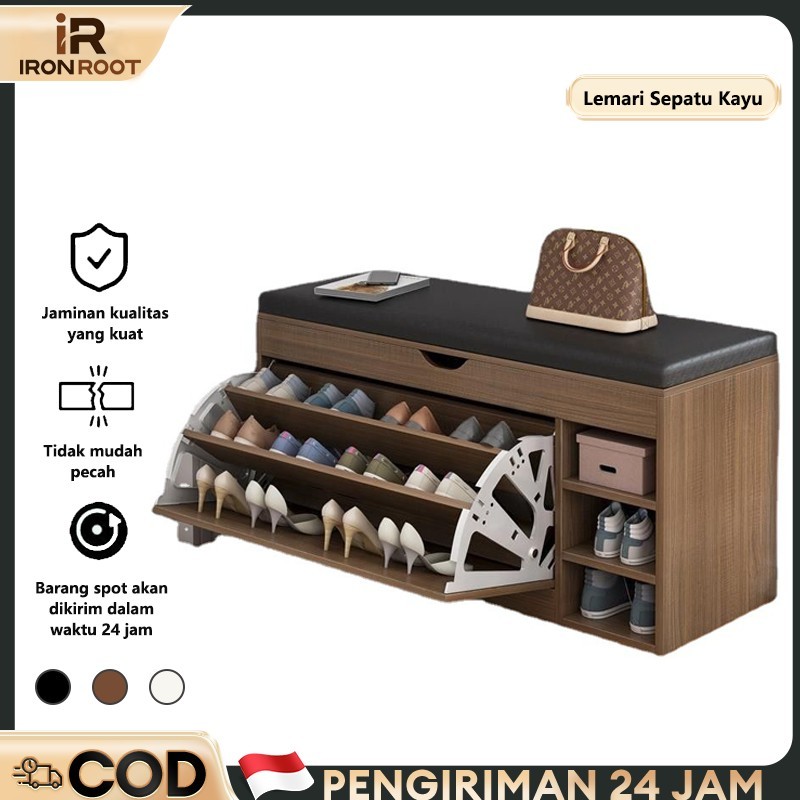 Jual IRONROOT Rak Sepatu Rak Sepatu Aesthetic Lemari Sepatu Kayu ...