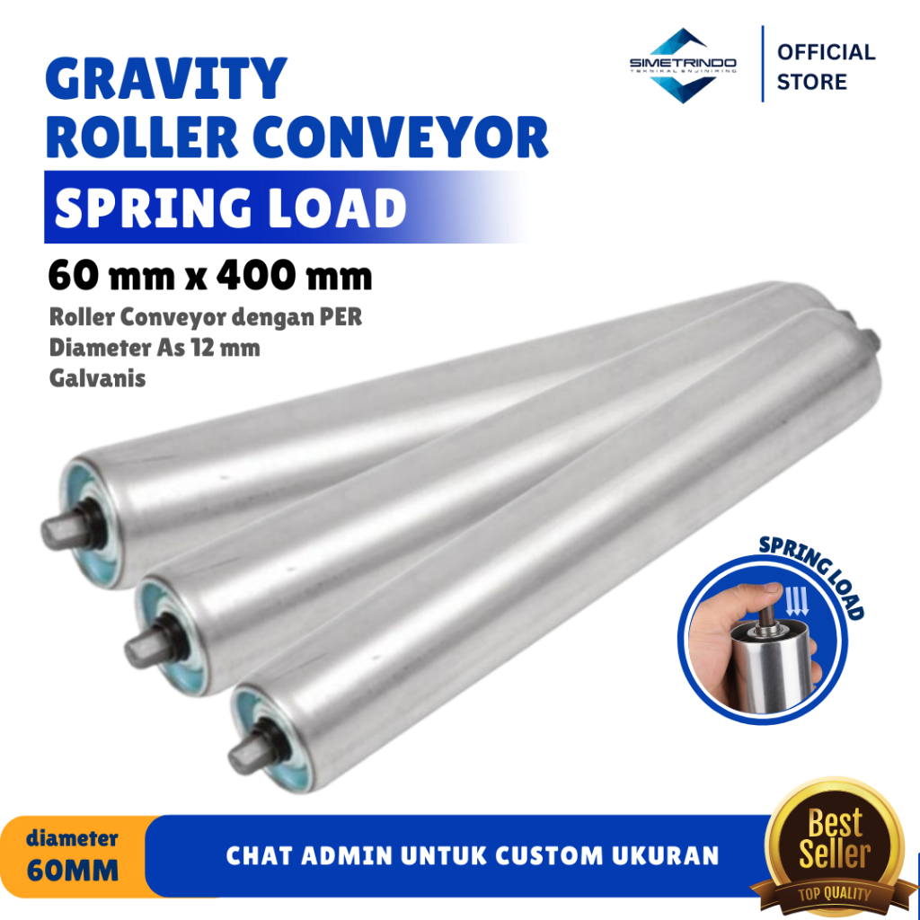 Jual SIMETRINDO Gravity Roller Conveyor SPRING LOAD 60mm x 400 mm ...