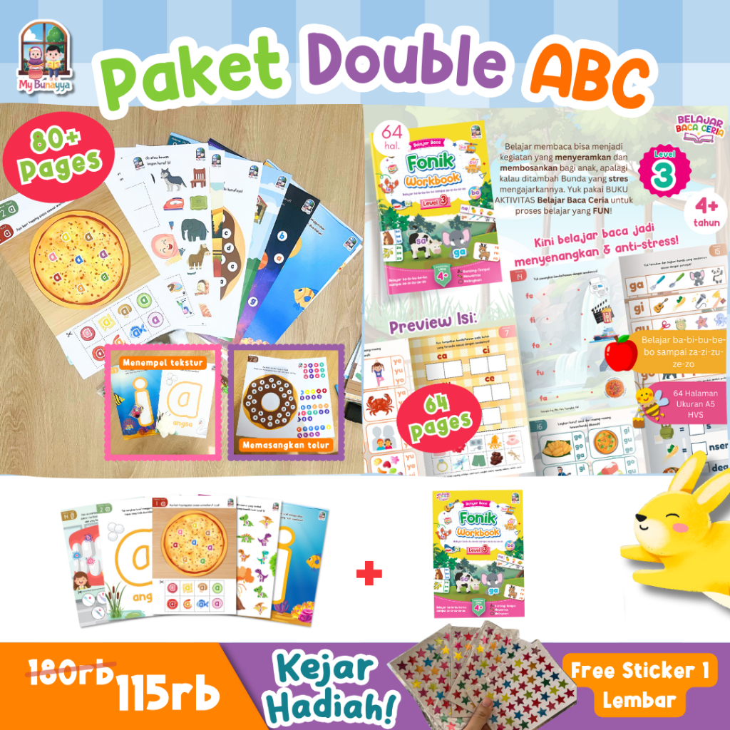 Jual ABC Worksheet - Belajar Baca Membaca- MyBunayya - Worksheet Abjad ...