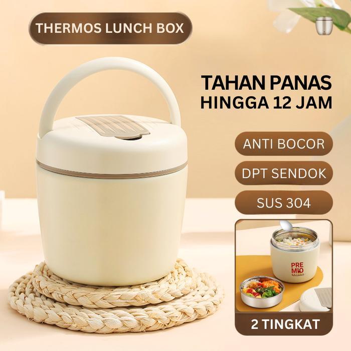 Jual PREMIO Kotak Makan Lunch Box Set Stainless Tahan Panas Anti Tumpah ...