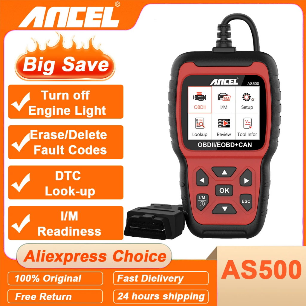 Jual 2026 ANCEL AS500 OBD2 Scanner Pembaca Kode Mesin Pemeriksa Mesin ...