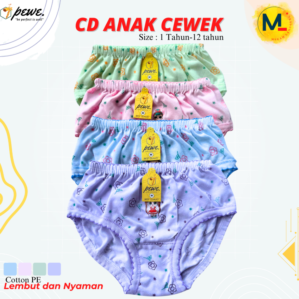 Jual 12 Pcs Dalaman Celana Anak Perempuan – Cantik, Adem & Lembut ...