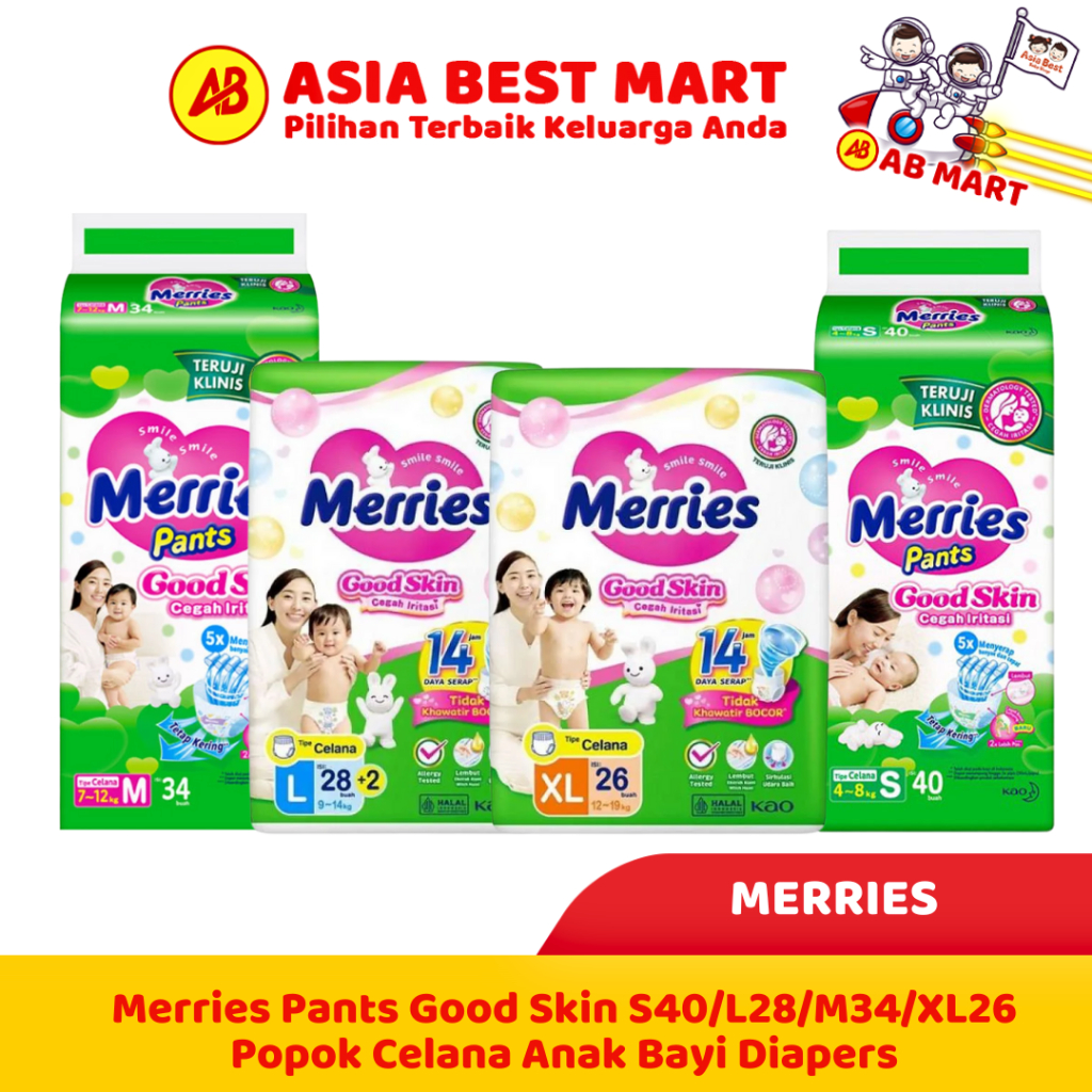 Jual Merries Pants Good Skin S40/L28/M34/XL26 Popok Celana Anak Bayi ...