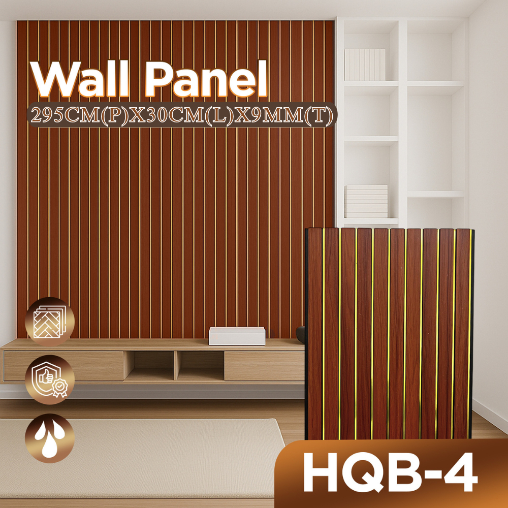 Wall Panel WPC Motif Kayu 3D Premium Panel Dinding TV Ruang Tamu Ukuran 295x30x2,4cm Anti Air