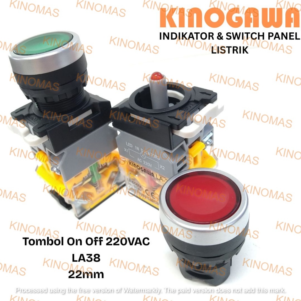 Jual KINOGAWA Tombol On Off LED Push Button 22mm LA38 Saklar Panel 1NO ...