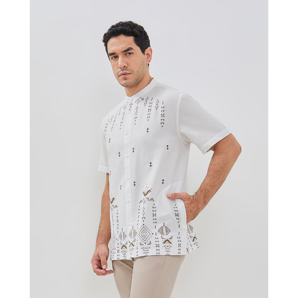 AMK Kemeja Koko Pria Lengan Pendek KK Bahrain Ss White