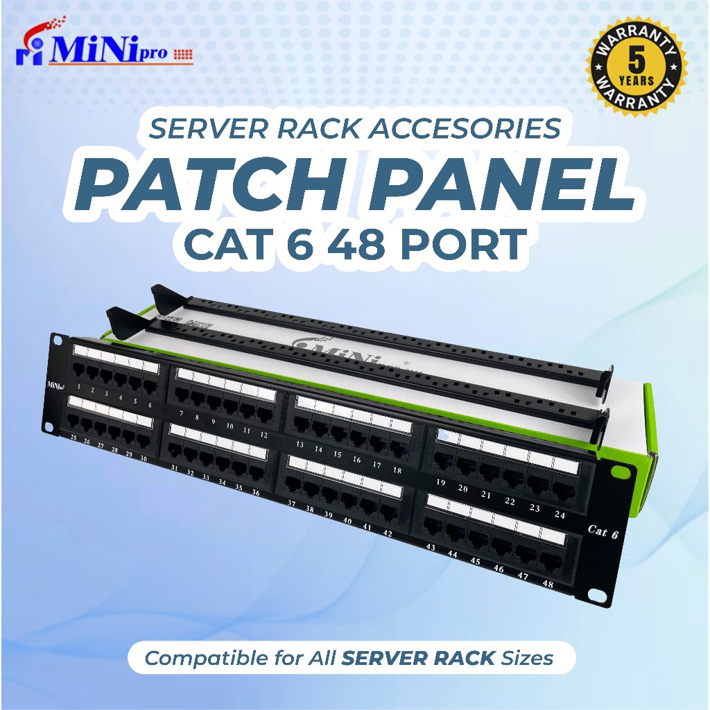 Jual Minipro Patch Panel 48 Port Cat6 with Modular / Rack Mounted Patch ...