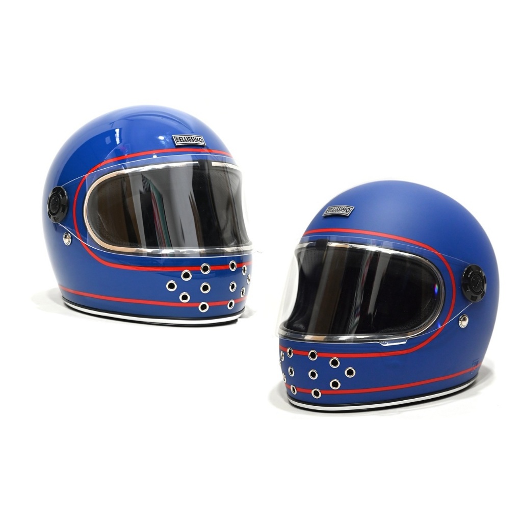 Jual BELLISSIMO HELMET RETRO RUBY SPECIAL COLOR - BLUE LIST RED / Helm ...