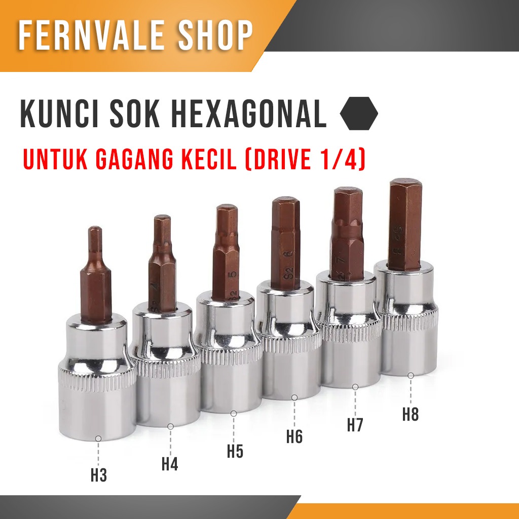 Jual 1/4 Inch Hexagonal Hex Bit Socket H3,H4,H5,H6,H7,H8 | Shopee Indonesia