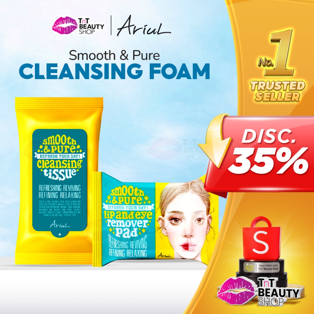 Ariul Smooth And Pure Cleansing Foam , Facewash / Lip & Eye Remover Pads / cleansing tissue TnT
