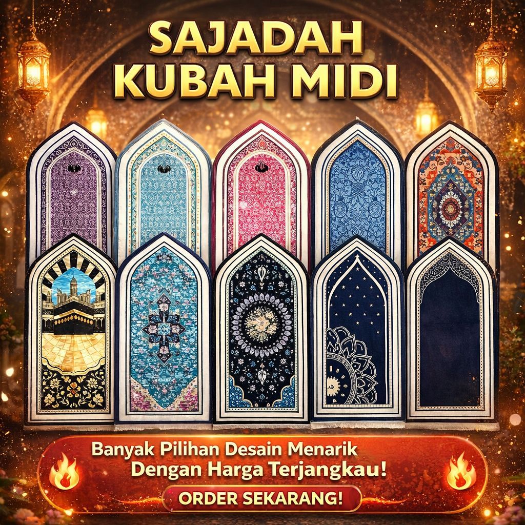 Sajadah Qubah Kubah Cantik Premium Midi Tebal Turki Anti Slip