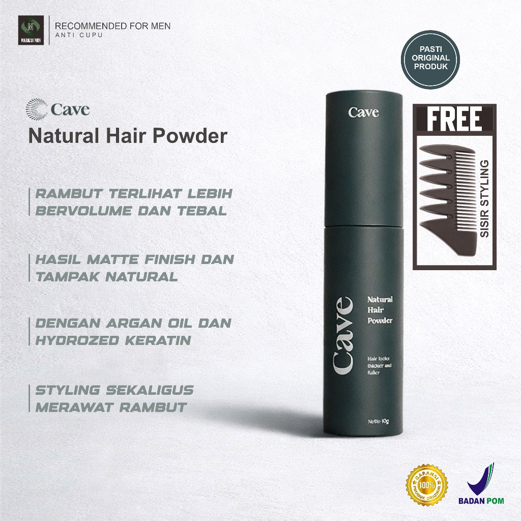 Jual Cave Natural Hair Powder 10 gr - Bubuk Styling Rambut Pria Membuat ...