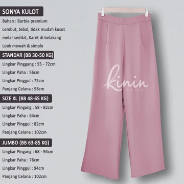 Sonya Kulot By Kinin Daily Celana Kerja Model Slimfit Bahan Tebal Premium