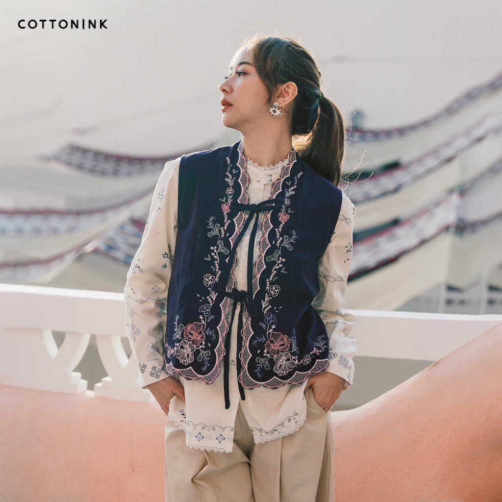 Jual COTTONINK - Outerwear Vest Wanita Navy Bria #RayaCollection2026 ...