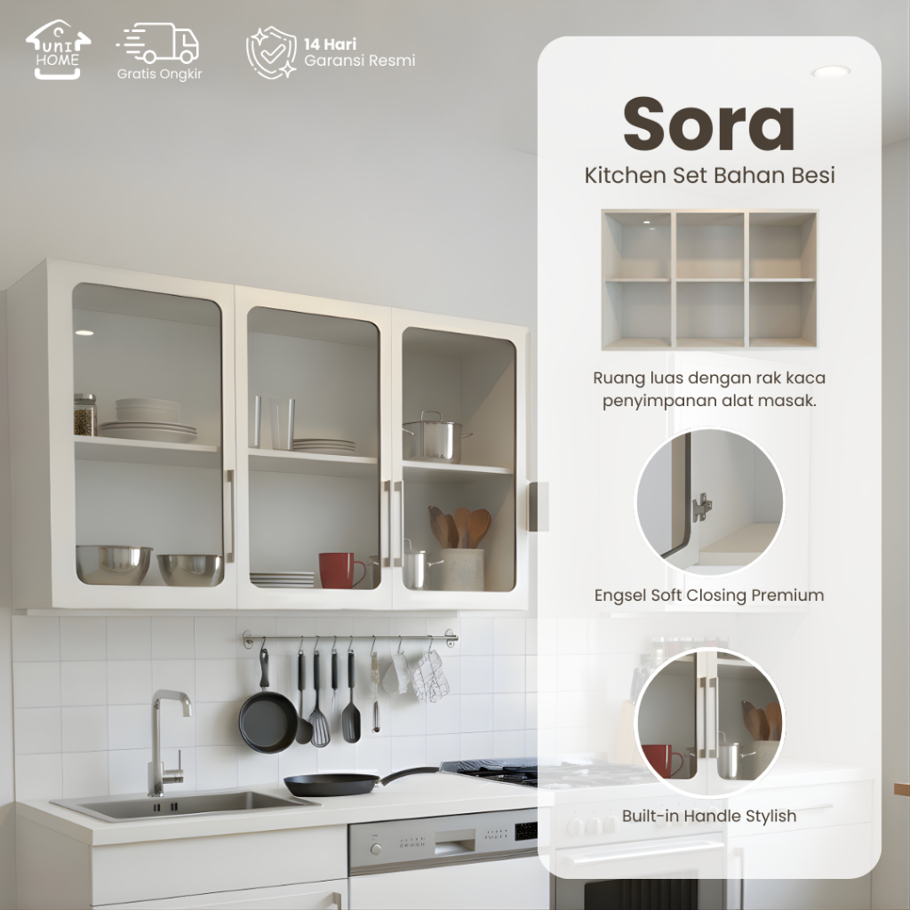 Uni Home - Lemari Besi Dapur / Rak Dapur / Kitchen Set / Kabinet Dapur / SORA