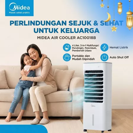 [HADIAH GRATIS] MIDEA Air Cooler 4.8 L LOW WATT | AC100-18B - 3-in-1 Cooling + Humidifier + Ionizer