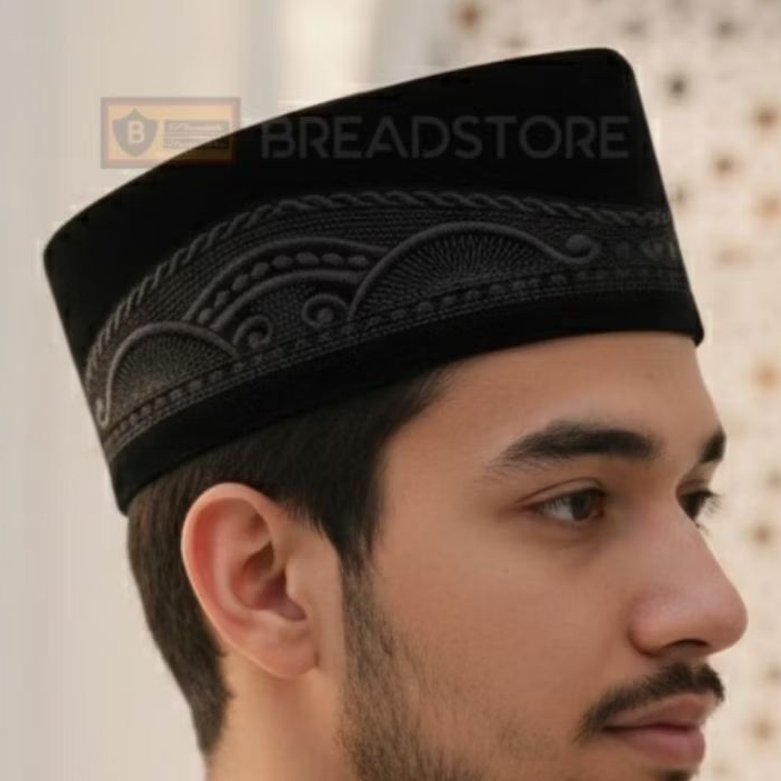 Peci Songkok Kopiah Hitam Motif Batik Hitam BORDIR Tinggi 9cm Murah Berkualitas Peci Pria Model Terbaru Laki-laki Dewasa Fashion Muslim Shalat bisa bayar di tempat COD Hitam Bordir Muslim Dewasa