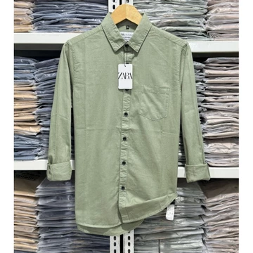 Kemeja Kerah ZARA Premium Kemeja Polos Lengan Panjang Slim Fit Kemeja Kasual Katun Twill 40s