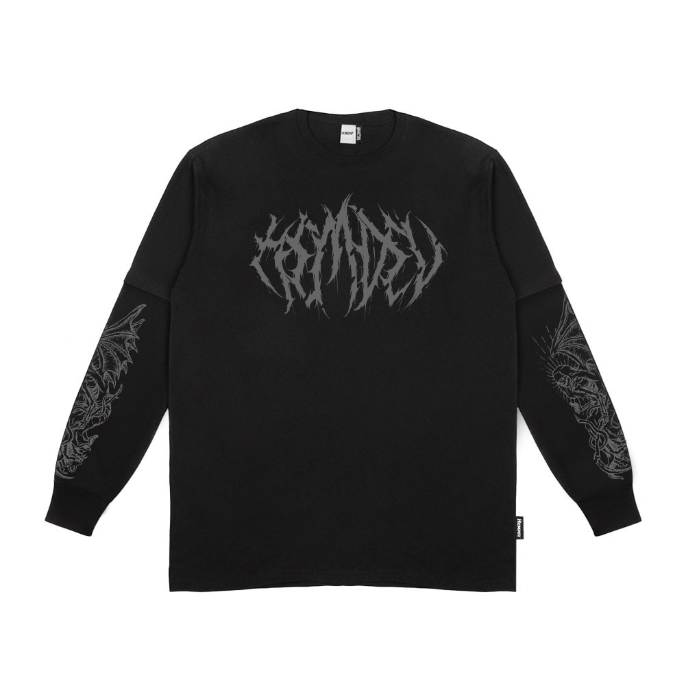 Jual Hemdev Tshirt Doublesleeve Ganys Black Tees Katun | Shopee Indonesia