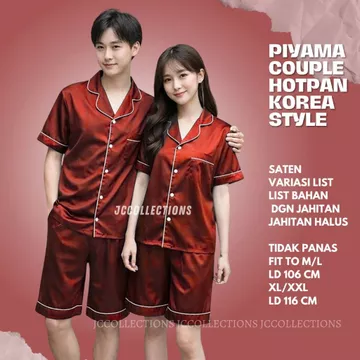 Piyama Hotpan Satin COUPLE JCCollections Baju Tidur Piyama Couple