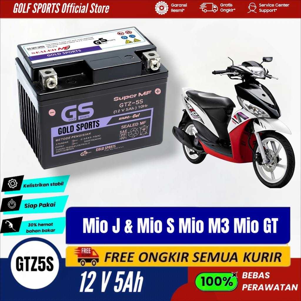 GOLF SPORTS Aki Full Kering Motor GTZ5S MIO J M3 Z S SOUL GT R15 BEAT GTZ5S 12V5Ah Accu Gel Baterai