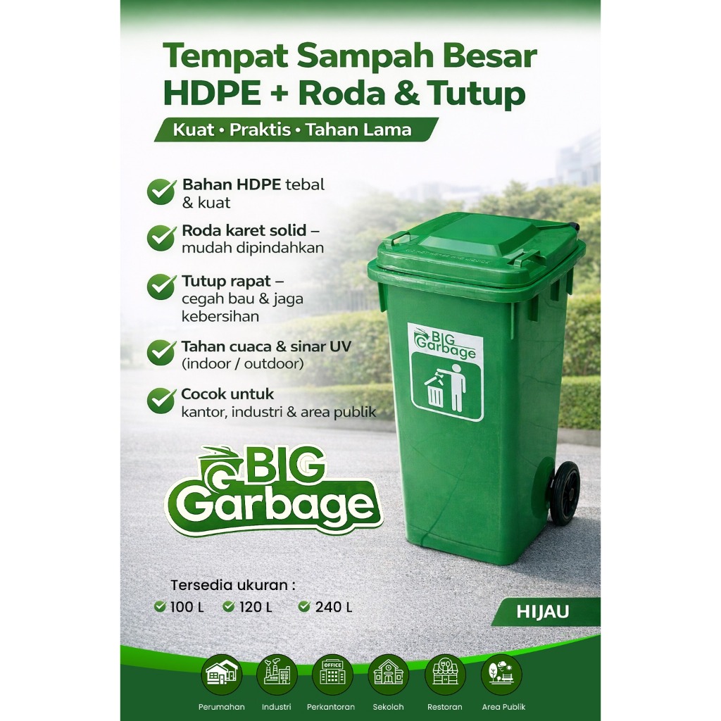 Jual Wins Big Garbage Tong Sampah HDPE 120 / 240 / 660 L / Bak Sampah ...