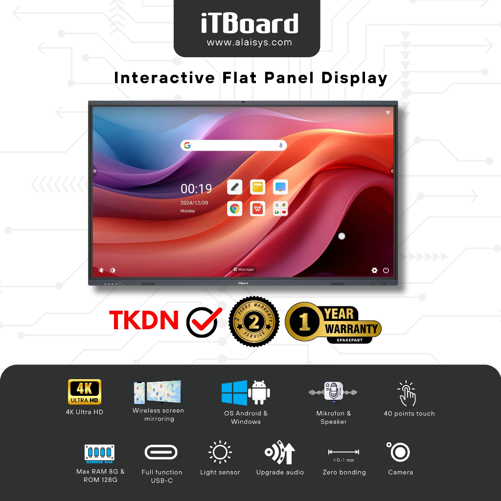 Jual iTBoard Interactive Flat Panel Display 75 Inch Screen Interaktif ...