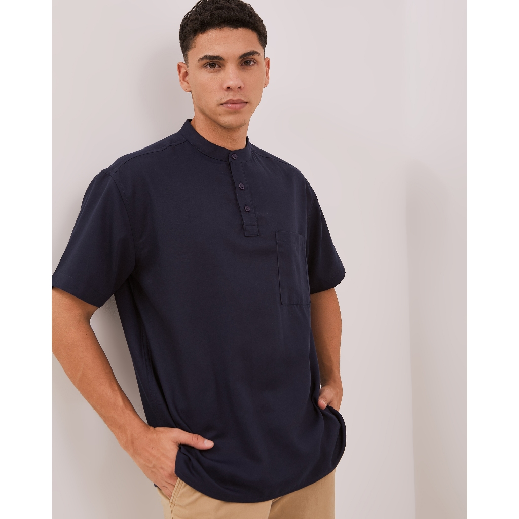 AMK Kemeja Koko Pria Lengan Pendek KK BB Mali Ss Navy Blue